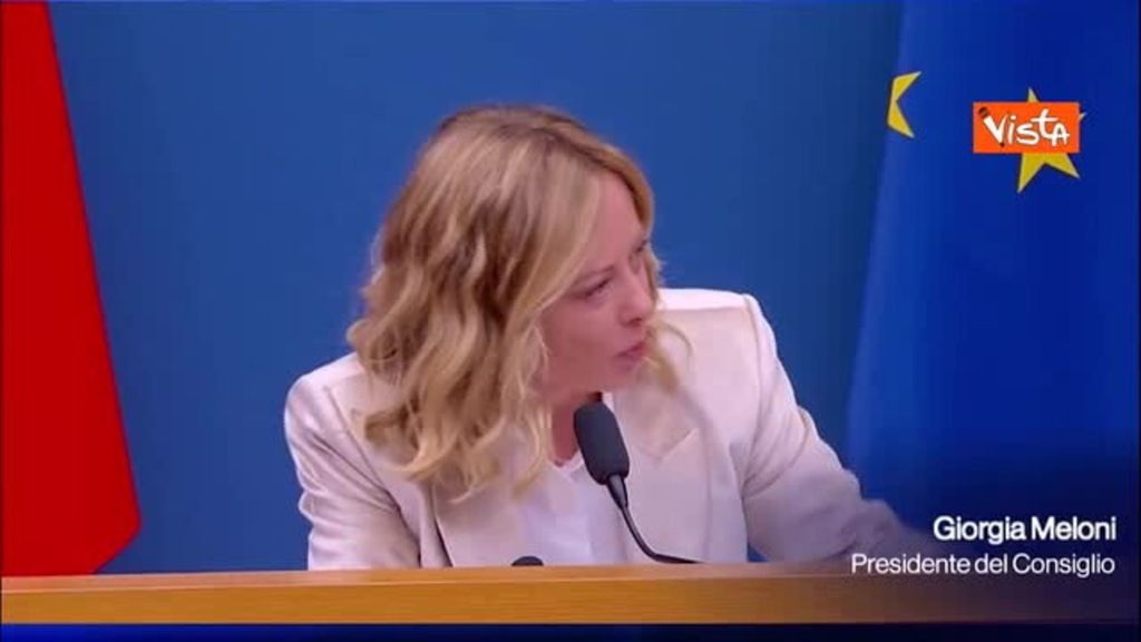 La première ministre italienne, Giorgia Meloni, en conference de presse