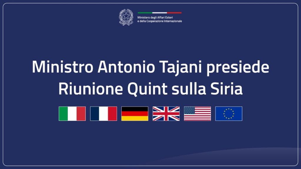 Le ministre des Affaires étrangères Tajani préside la réunion du Quintet sur la Syrie