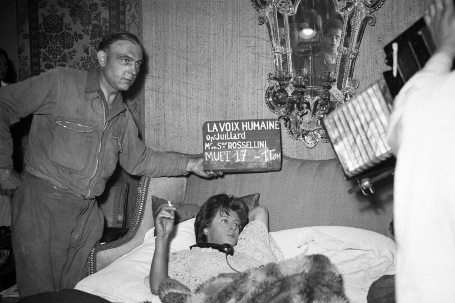Anna Magnani e Roberto Rossellini sul set