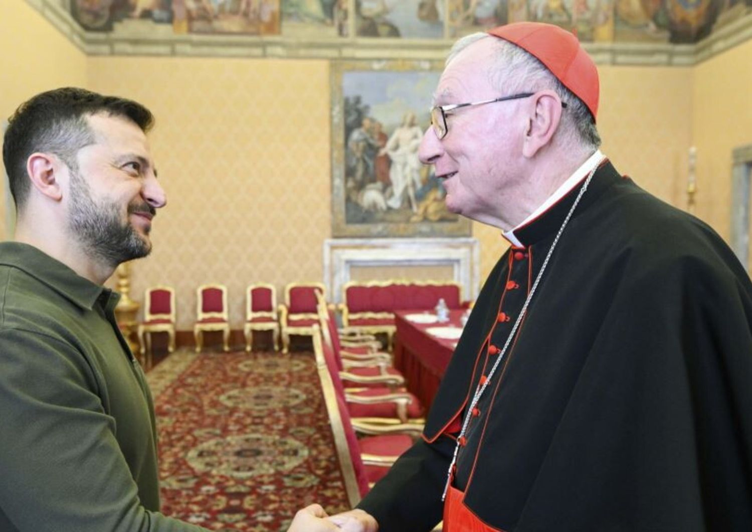 Zelensky e il cardinale Pietro Parolin