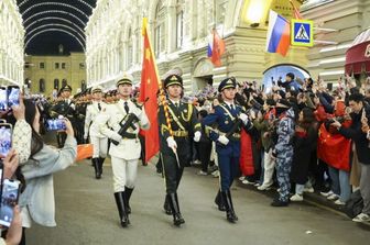 Soldati cinesi alle prove per la parata del 9 maggio
