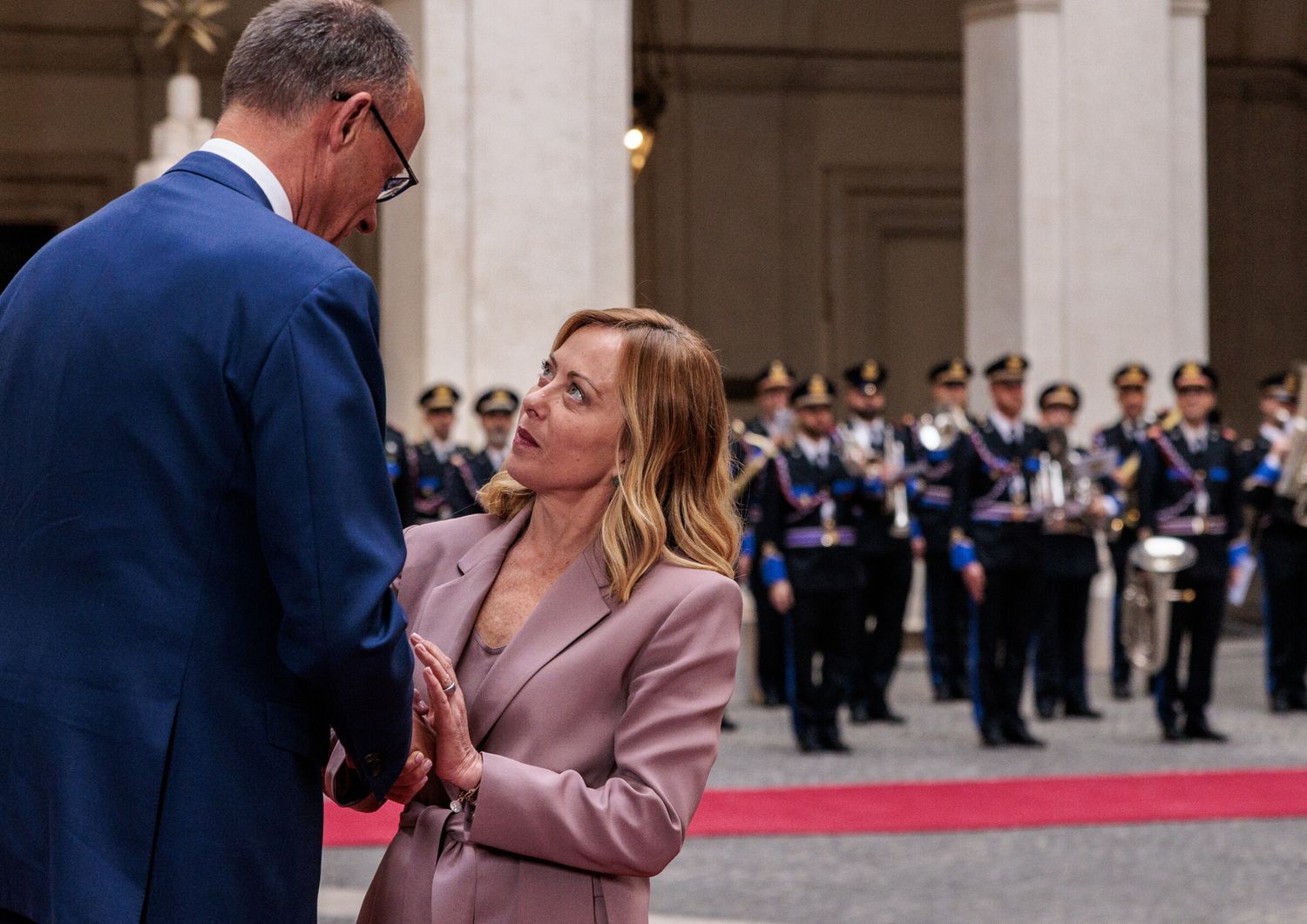 La Presidente del Consiglio riceve il Cancelliere della Repubblica Federale di Germania. Nella foto Giorgia Meloni e Friedrich Merz