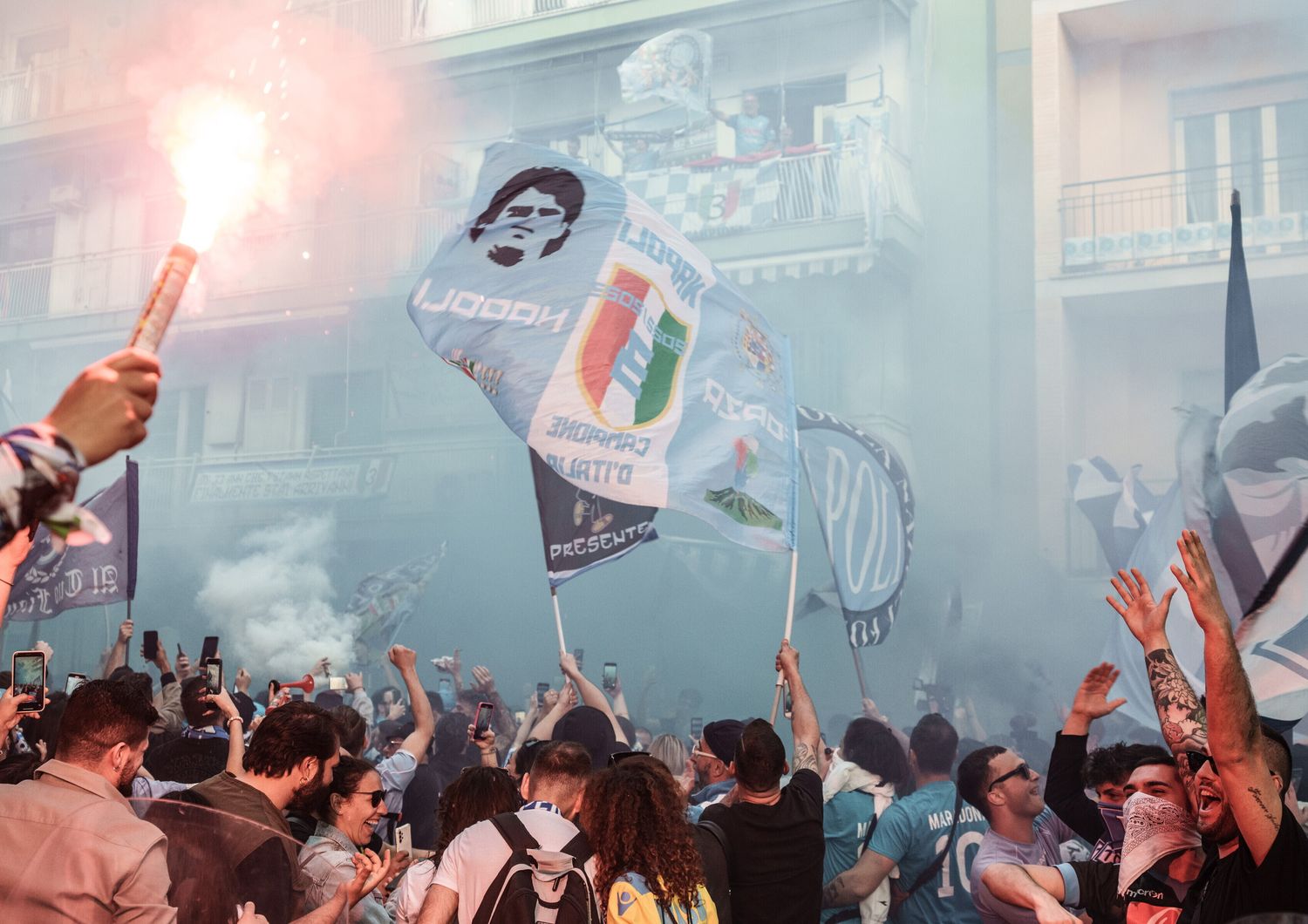 La festa per lo scudetto del Napoli