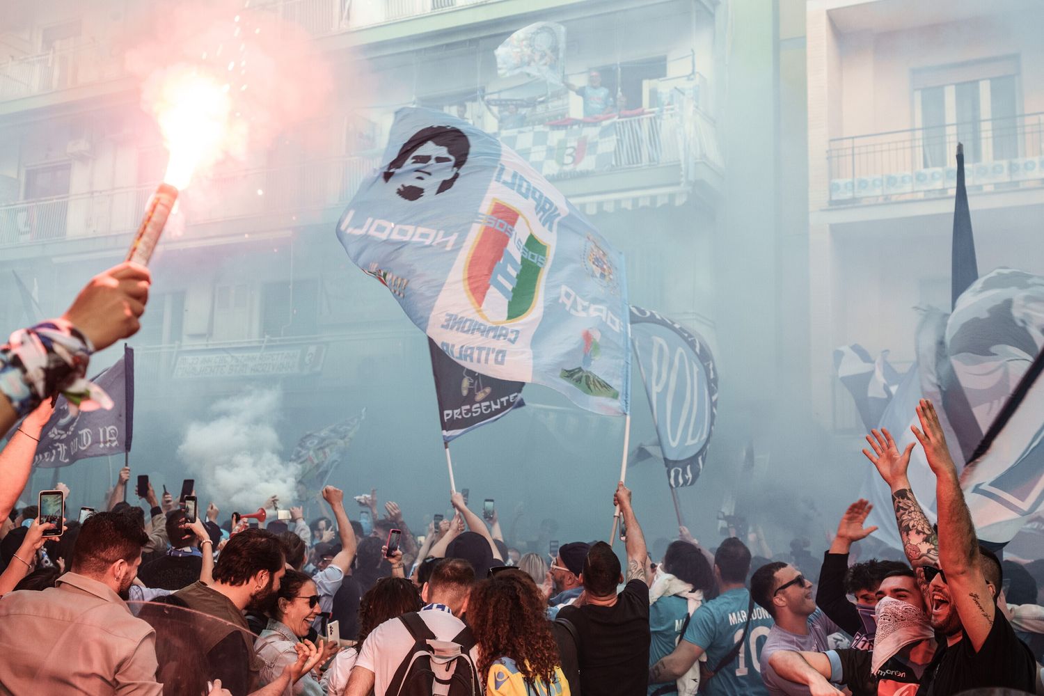 La festa per lo scudetto del Napoli