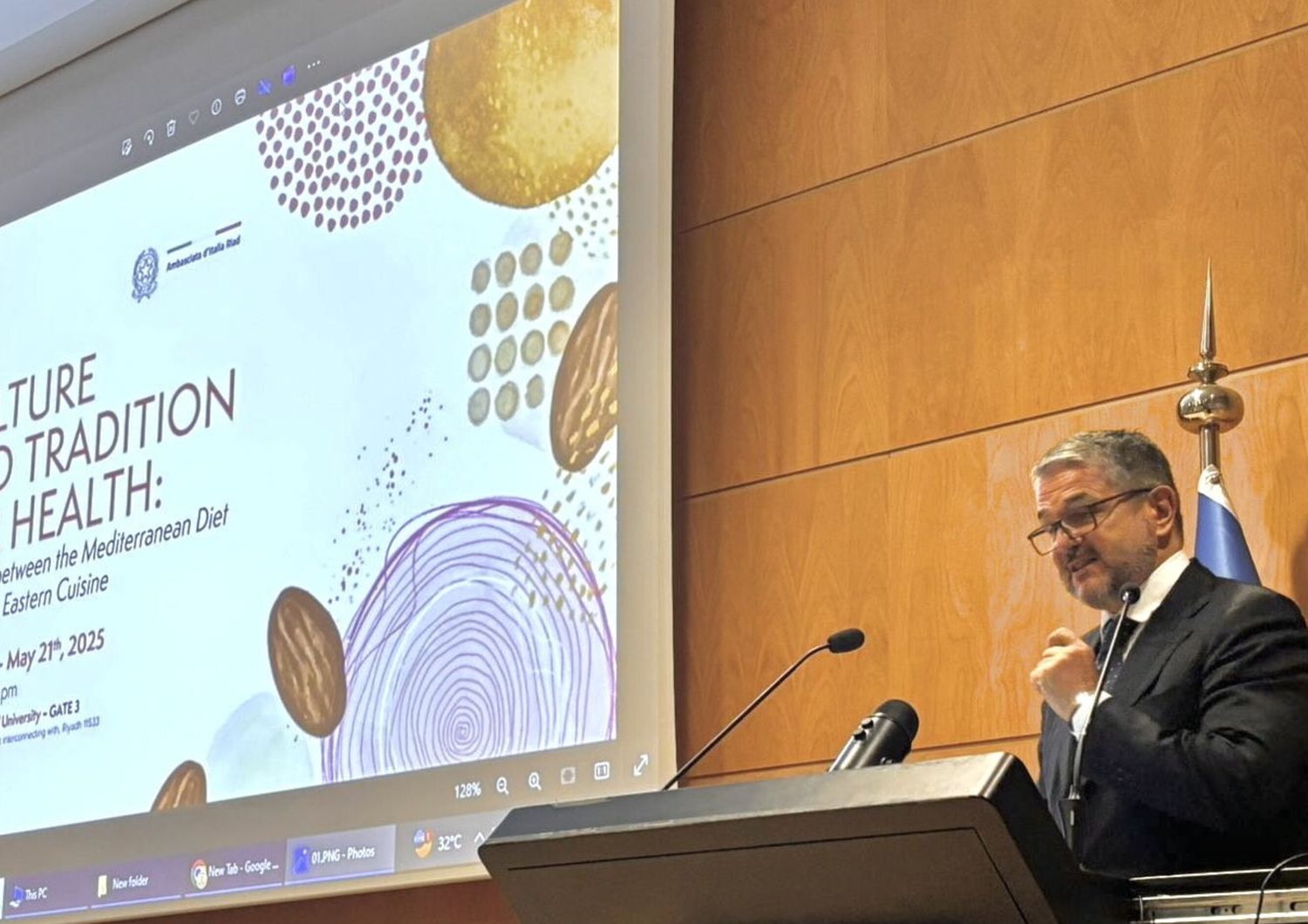 Dieta mediterranea e cucina mediorientale nel menu di una conferenza in Arabia Saudita