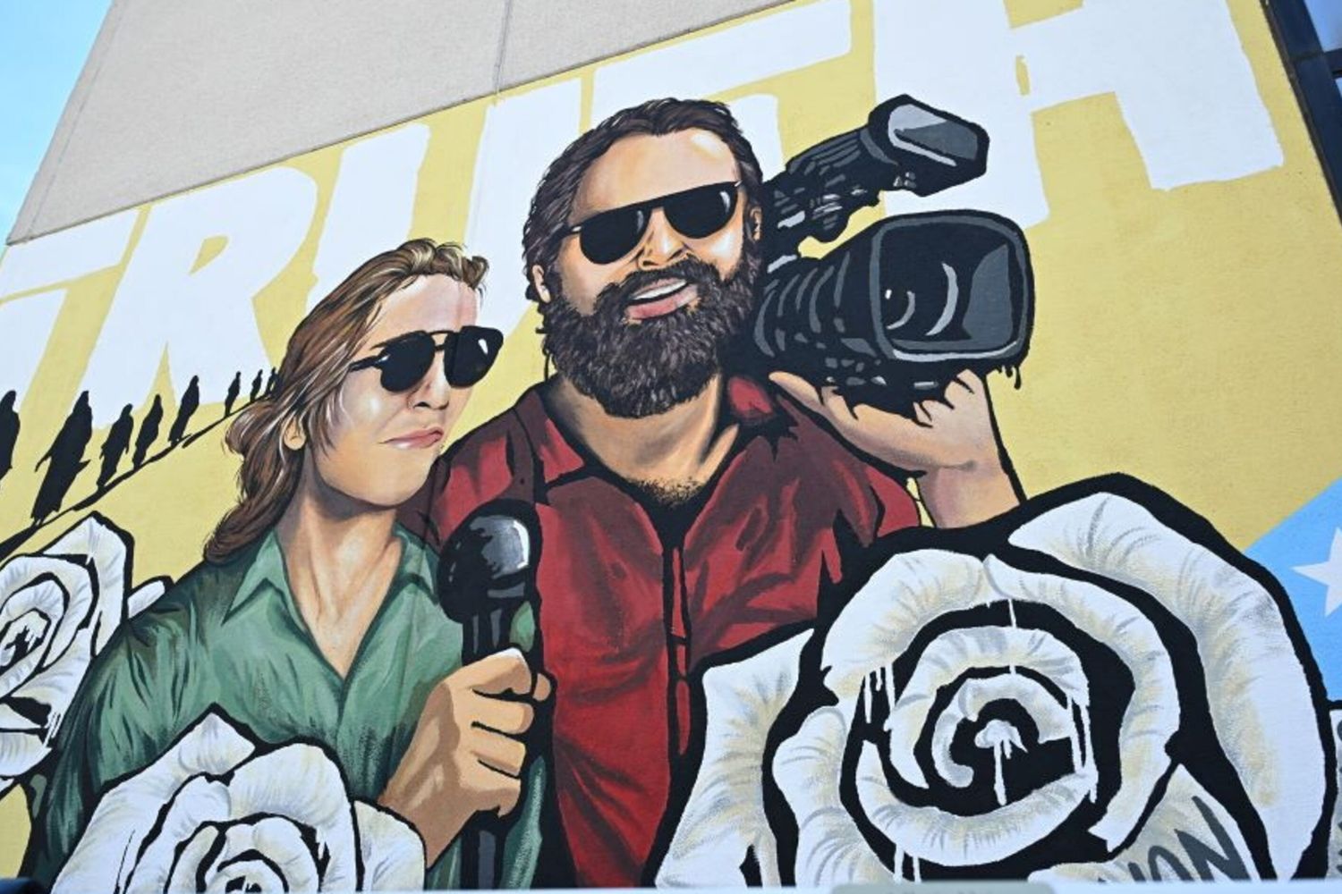 Il murales inaugurato a Saxa Rubra (Ilaria Alpi e Miran Hrovatin)