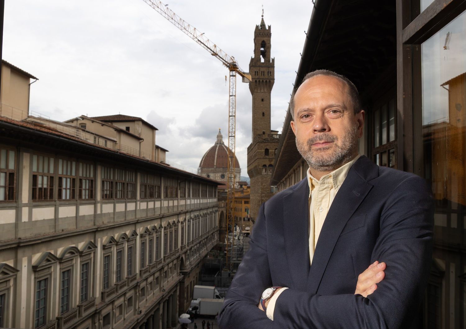 Direttore Uffizi . Simone Verde e la gru