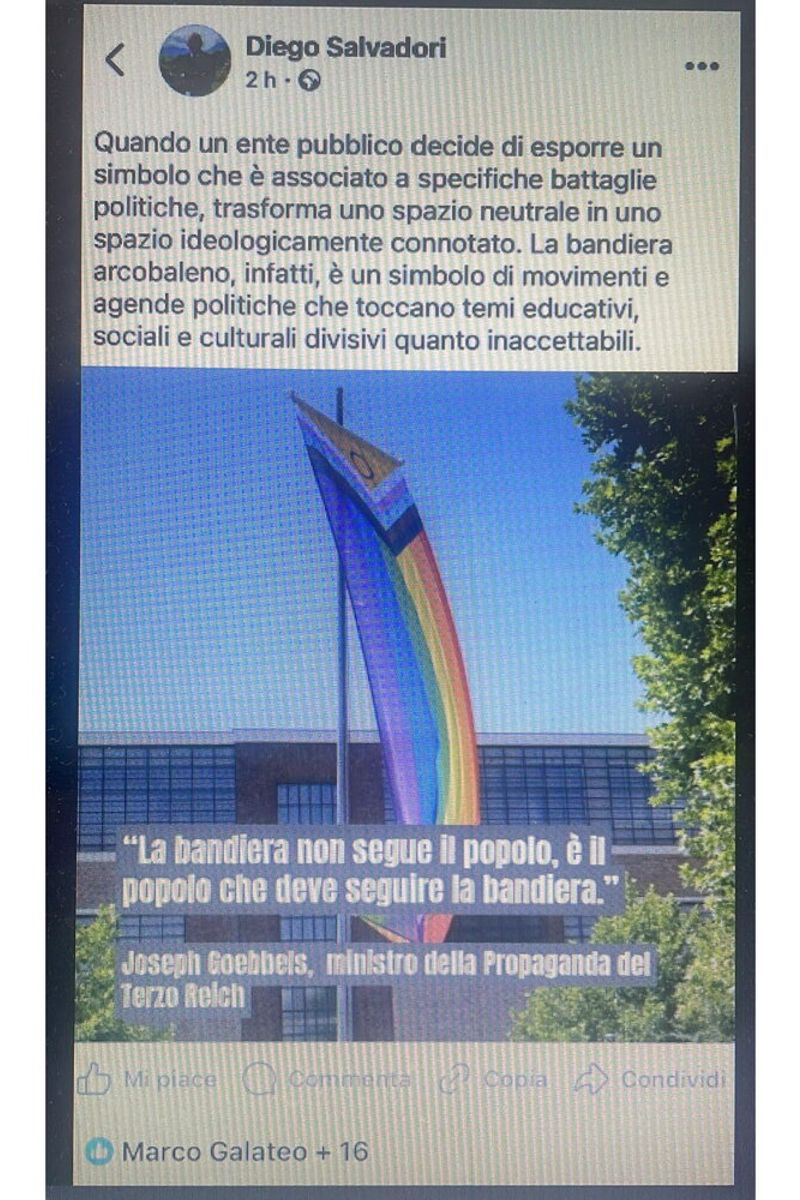 Post su Goebbels per dire no alla bandiera arcobaleno. E' polemica a Bolzano