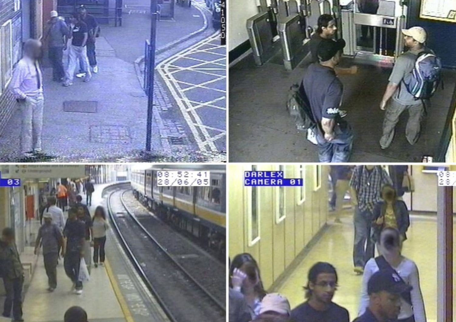 Le immagini distribuite dalla Polizia Metropolitana mostrano tre dei quattro presunti attentatori suicidi londinesi
