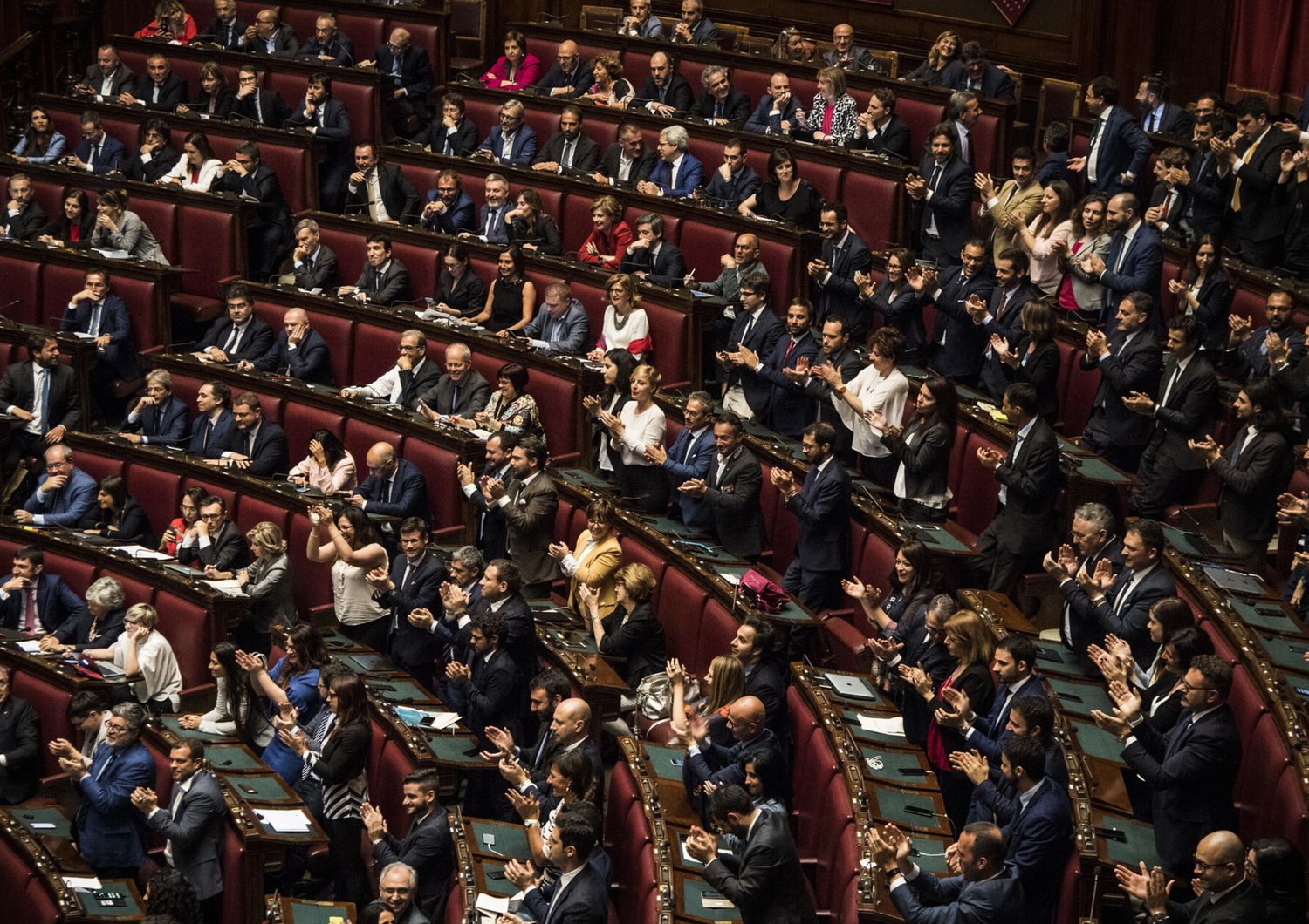 I banchi dei parlamentari di Lega e Movimento 5 stelle