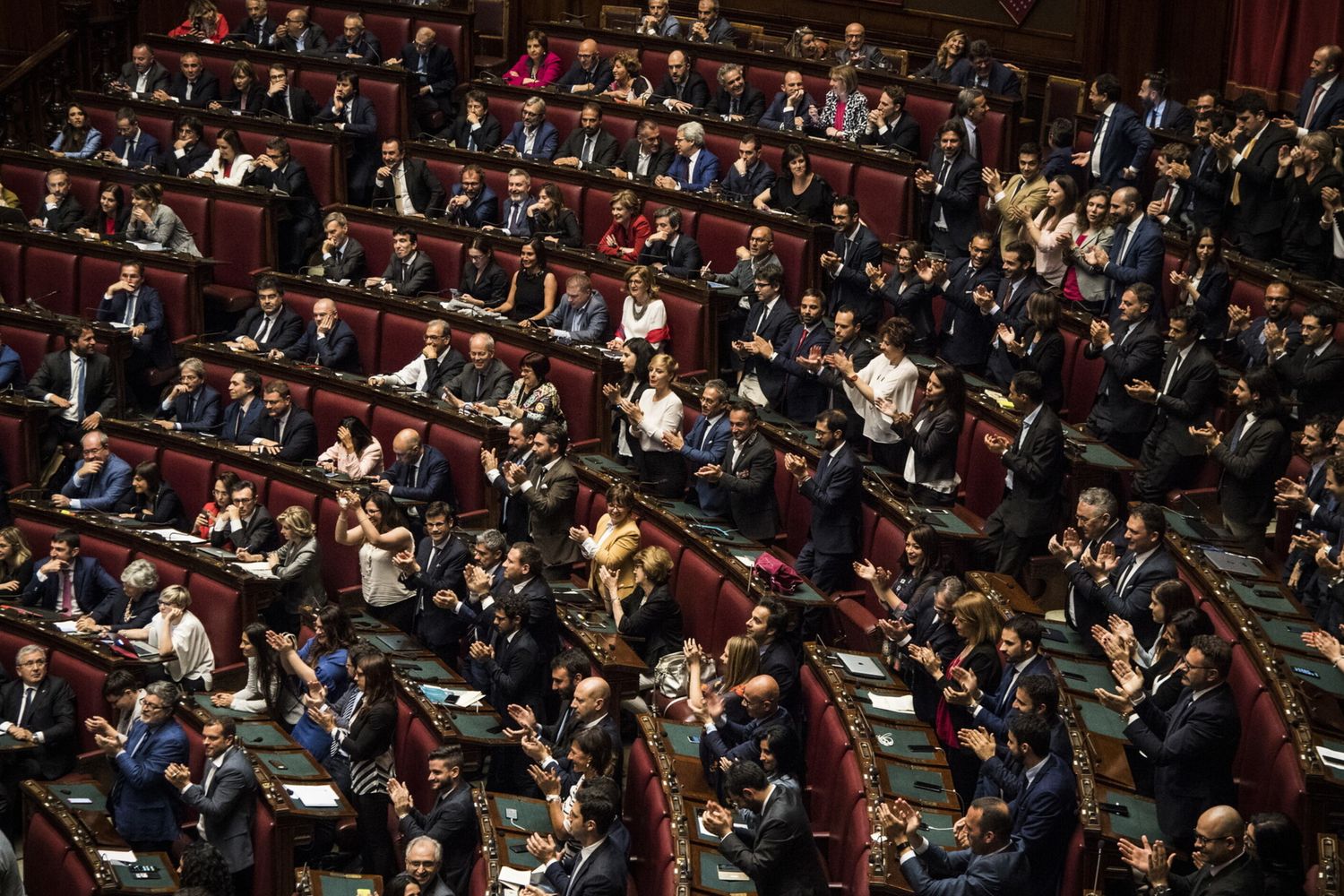 I banchi dei parlamentari di Lega e Movimento 5 stelle