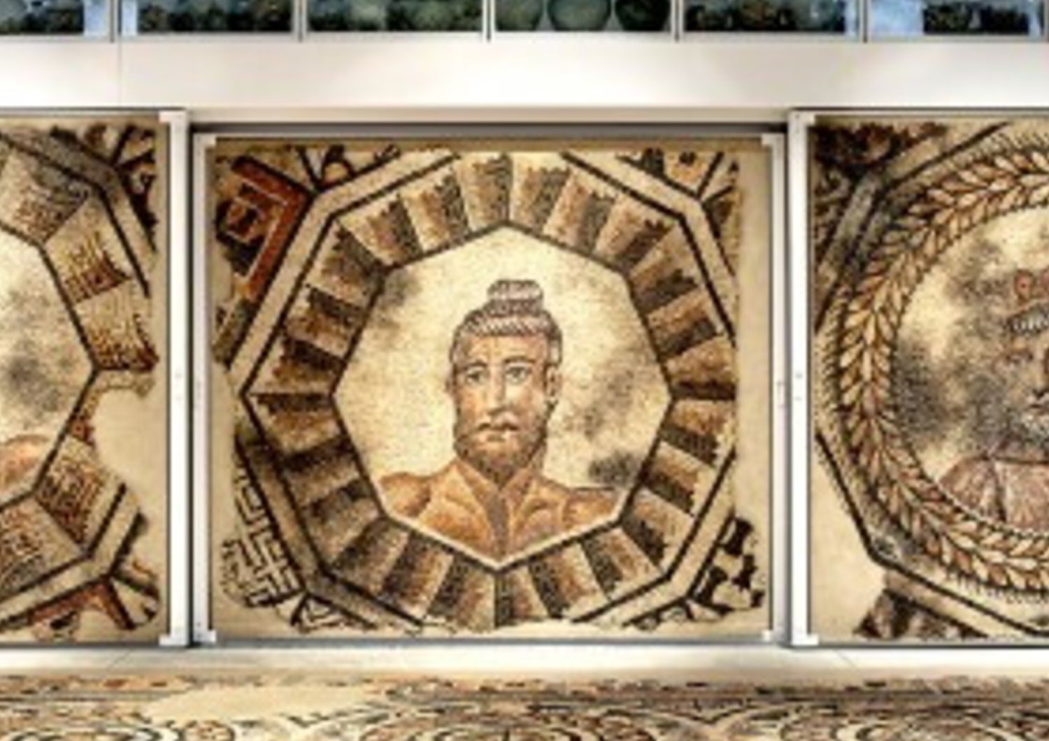 I mosaici con busti di atleti provenienti dallo scavo delle Grandi terme