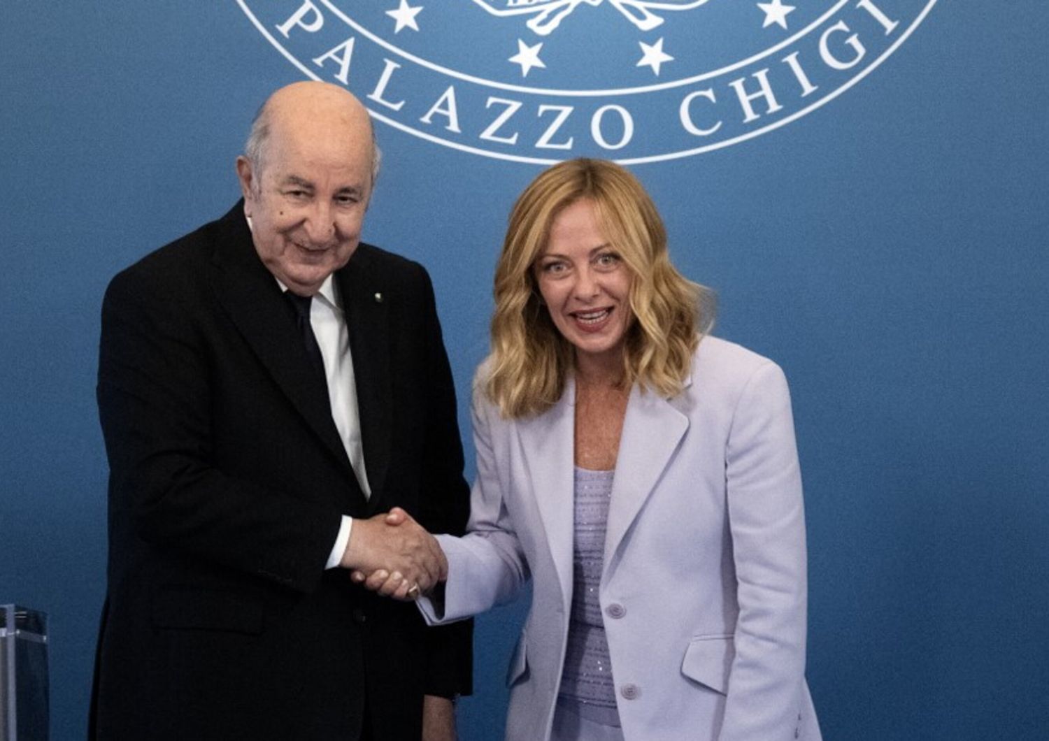 Giorgia Meloni e il presidente algerino Abdelmadjid Tebboune