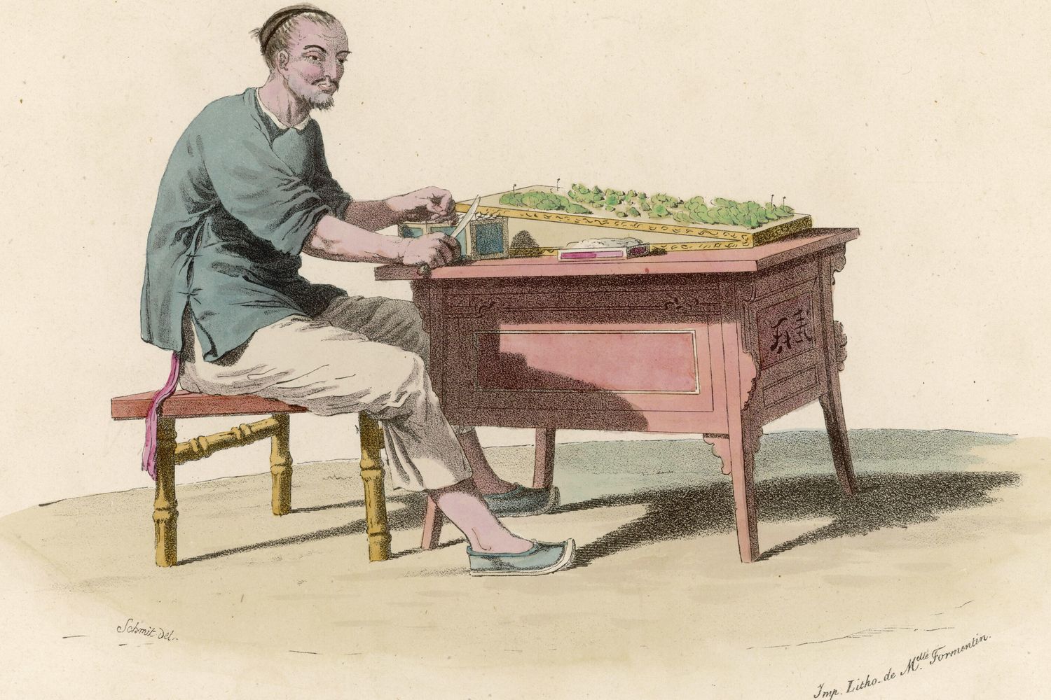 Un venditore di foglie e noci di Betel in un dipinto del 1820