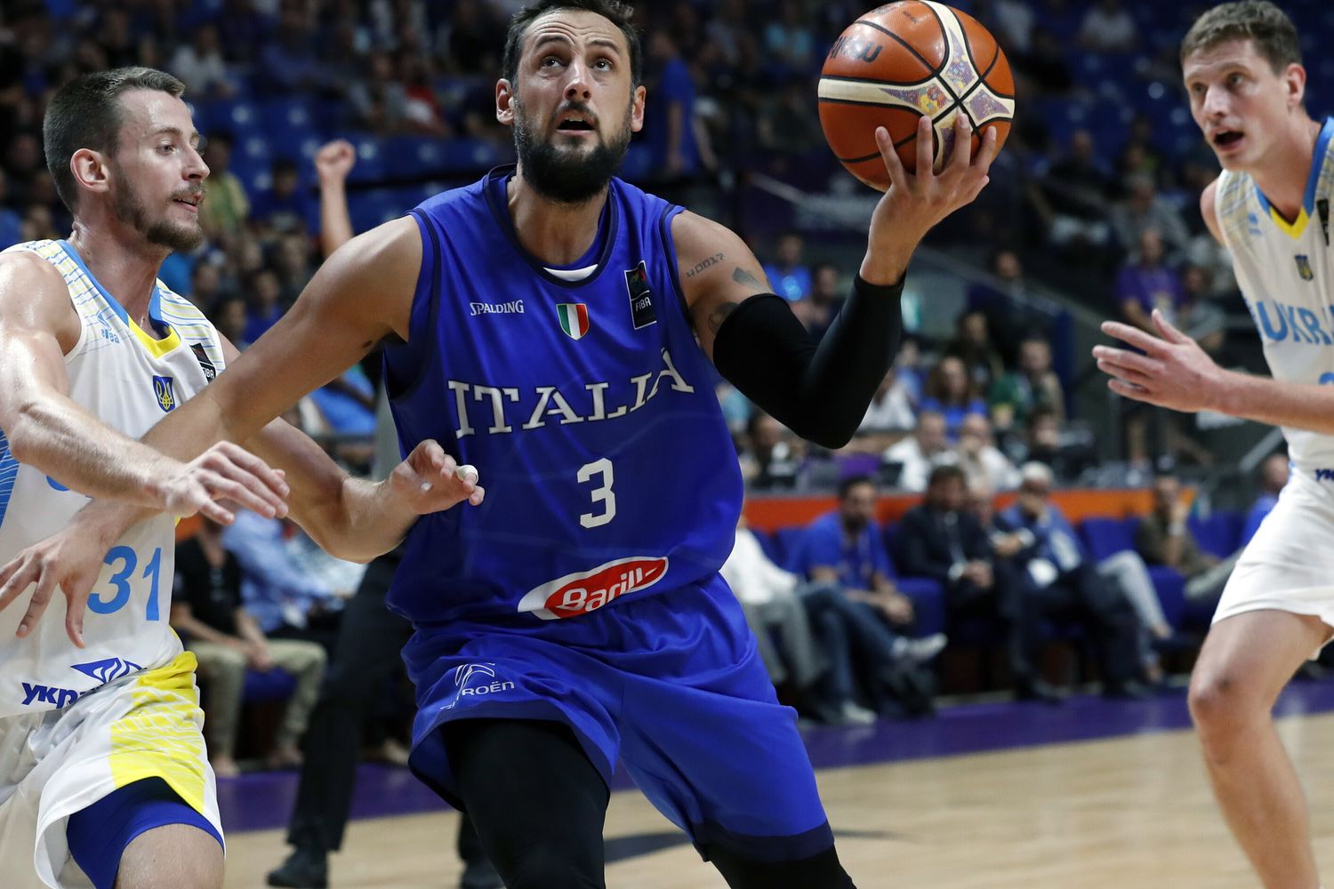 &nbsp;Fiba EuroBasket, Italia Ungheria: Maro Belinelli e Oleksandr Mishula (Afp)