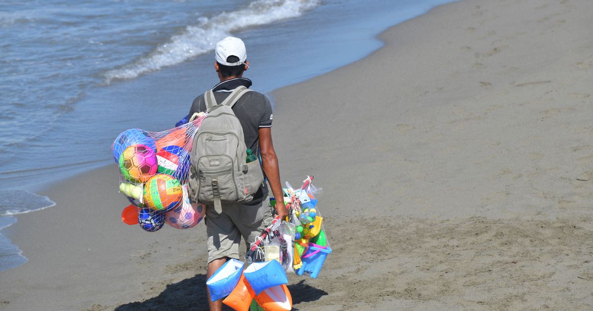 Col pos in spiaggia per vendere 