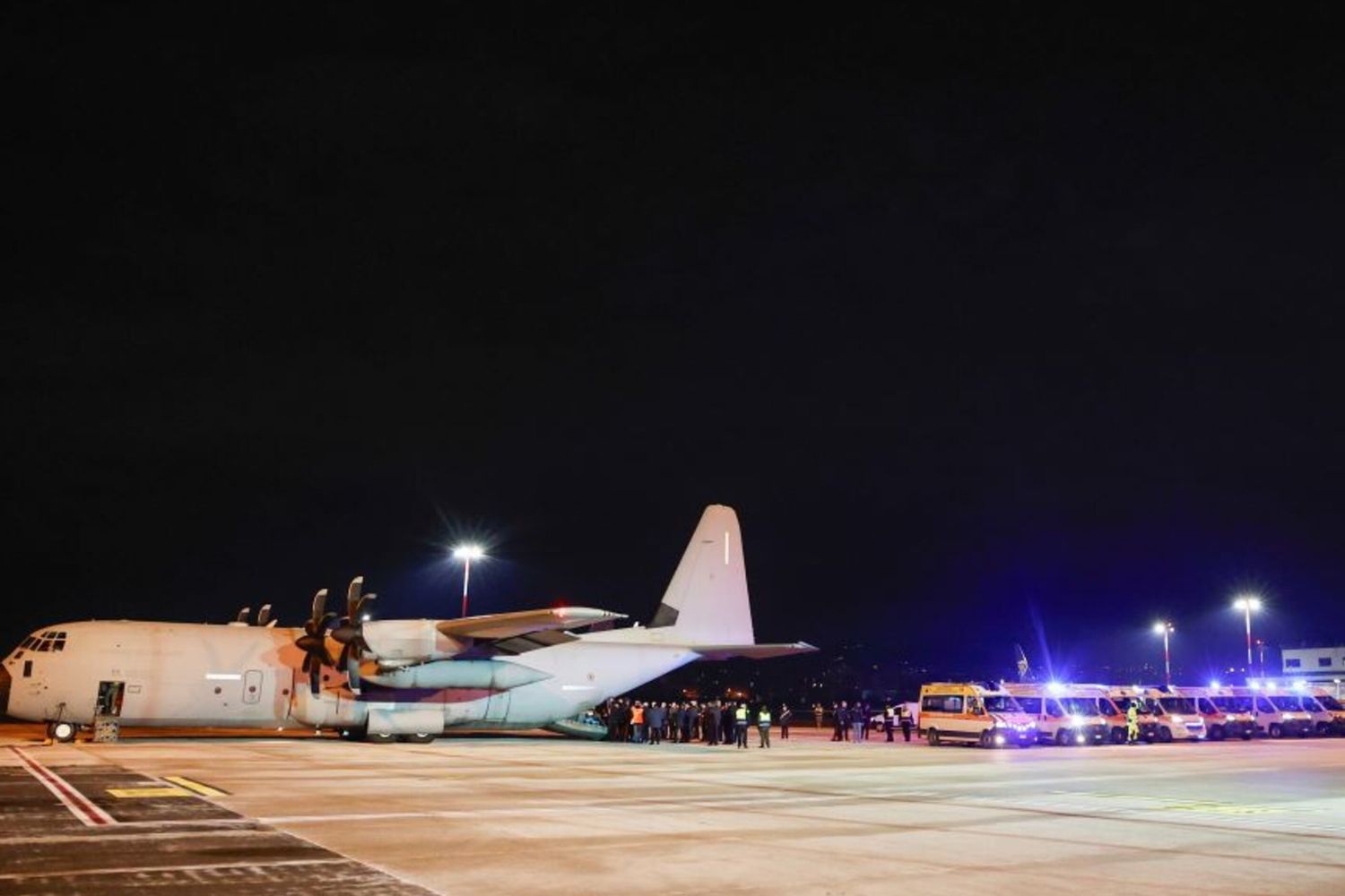 Arrivo all'aeroporto militare di Ciampino di un gruppo di palestinesi