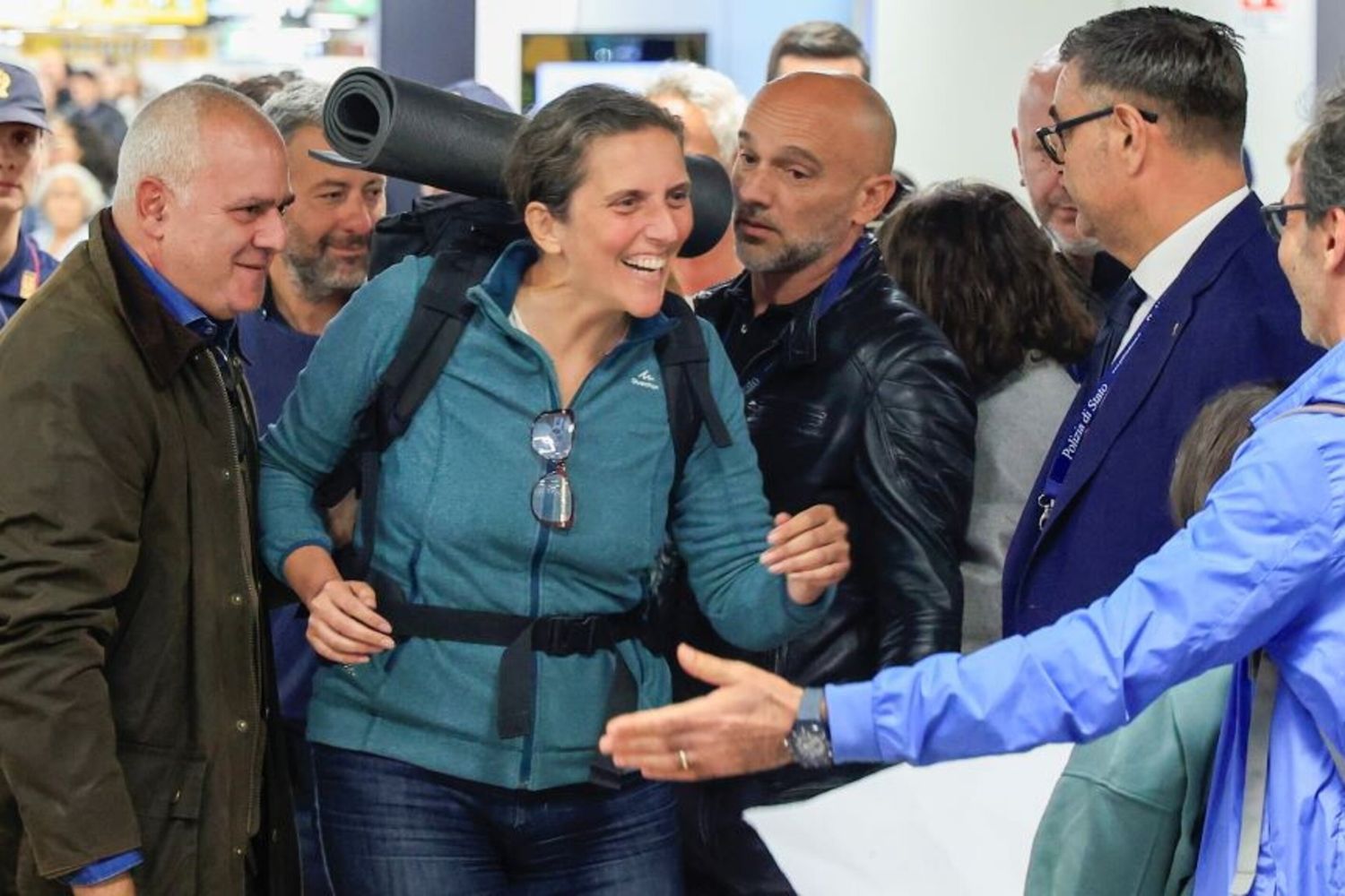 Annalisa Corrado al rientro a Fiumicino