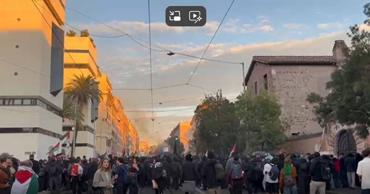Manifestanti incappuciati al corteo ProPal, polizia in allerta