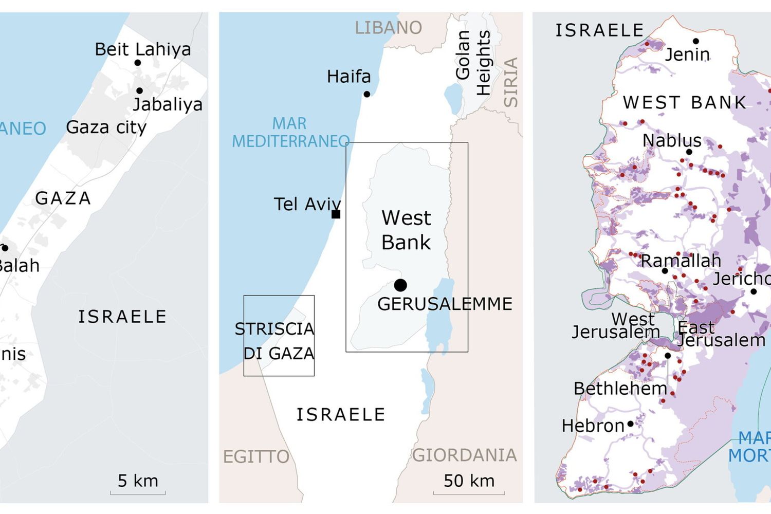 &nbsp;infografica -&nbsp;israele cisgiordania gaza
