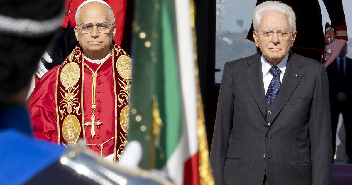 immagini visita papa leone quirinale mattarella