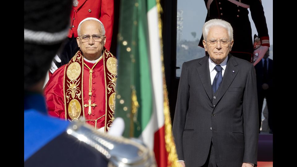 Papa Leone in visita al Quirinale, Sergio Mattarella