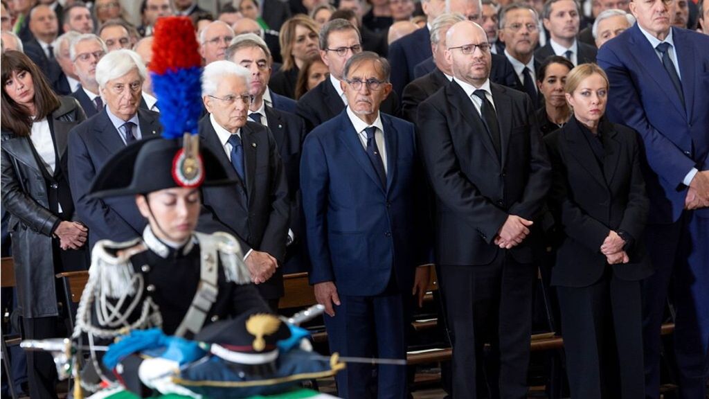 Il Presidente della Repubblica Sergio Mattarella alle esequie di Stato dei tre carabinieri morti a Padova