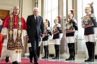 Papa Leone in visita al Quirinale, Sergio Mattarella