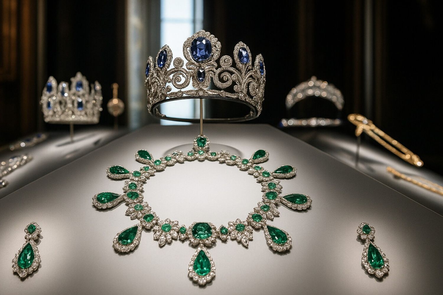 Collage di foto dei gioielli rubati al Louvre