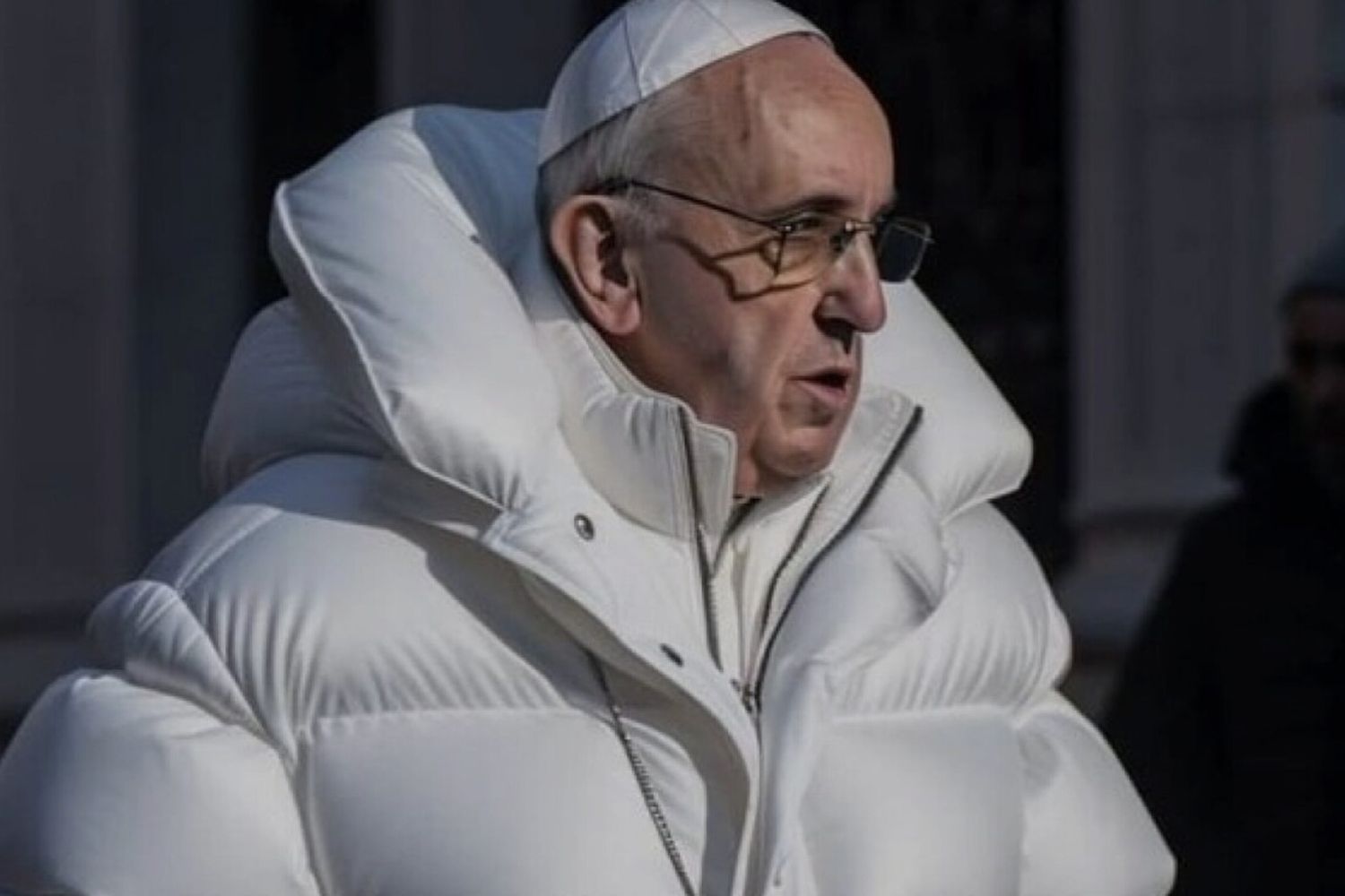 Papa Francesco col piumino Monclear (IA)