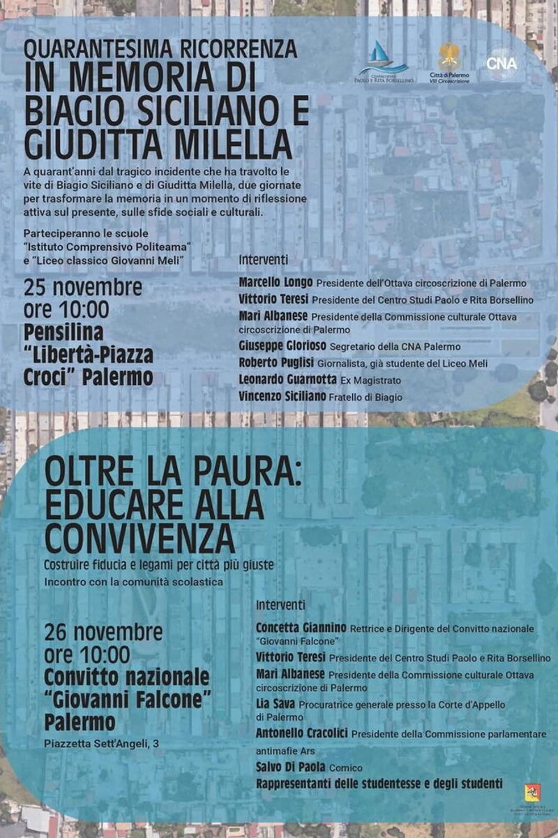 Le locandine che ricordano la morte degli studenti Biagio e Giuditta