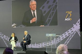 Antonio Tajani intervistato dalla direttrice dell'AGI, Rita Lofano