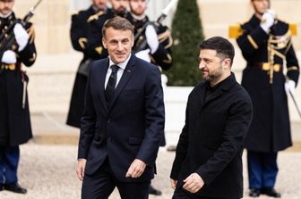 Il presidente ucraino, Zelensky e il presidente francese, Macron