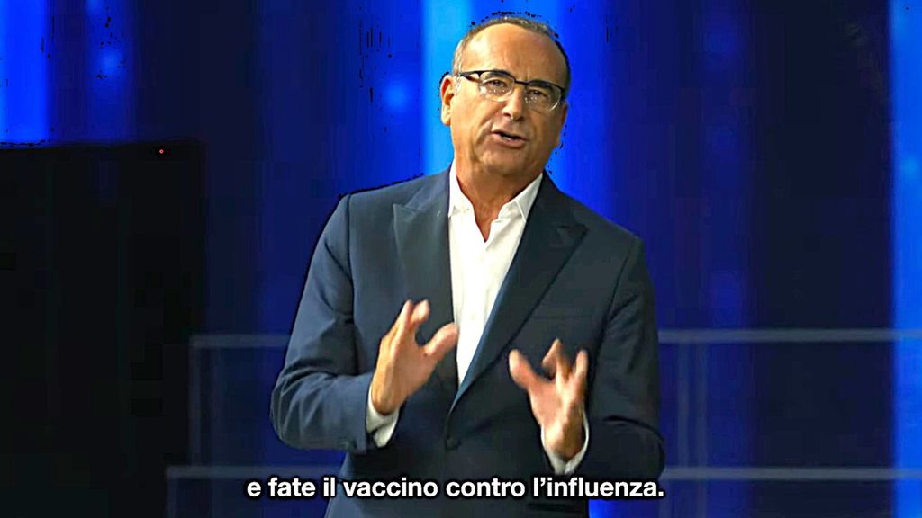 Carlo Conti nello spot della campagna antiinfluenzale del Ministero della Salute