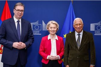 Vucic a Bruxelles con von der Leyen e Costa