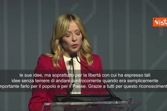 Meloni riceve il premio Margaret Thatcher: Sono un soldato al servizio di un'idea