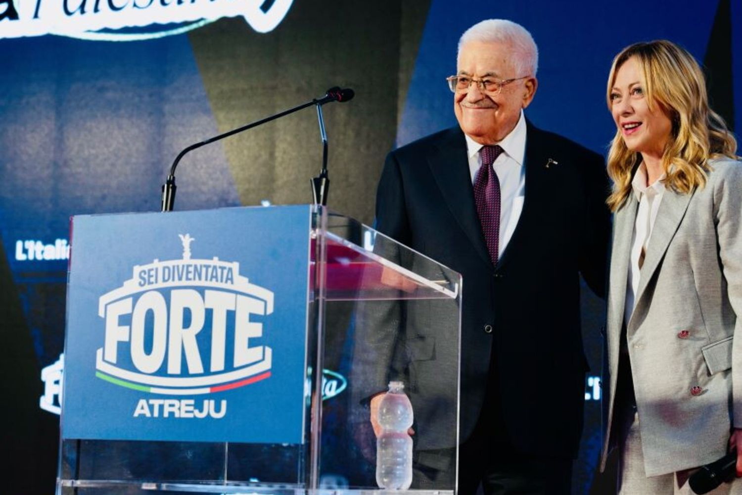 Abu Mazen con Giorgia Meloni ad Atreju
