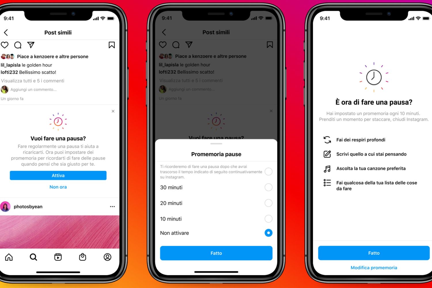 prenditi una pausa, Instagram&nbsp;