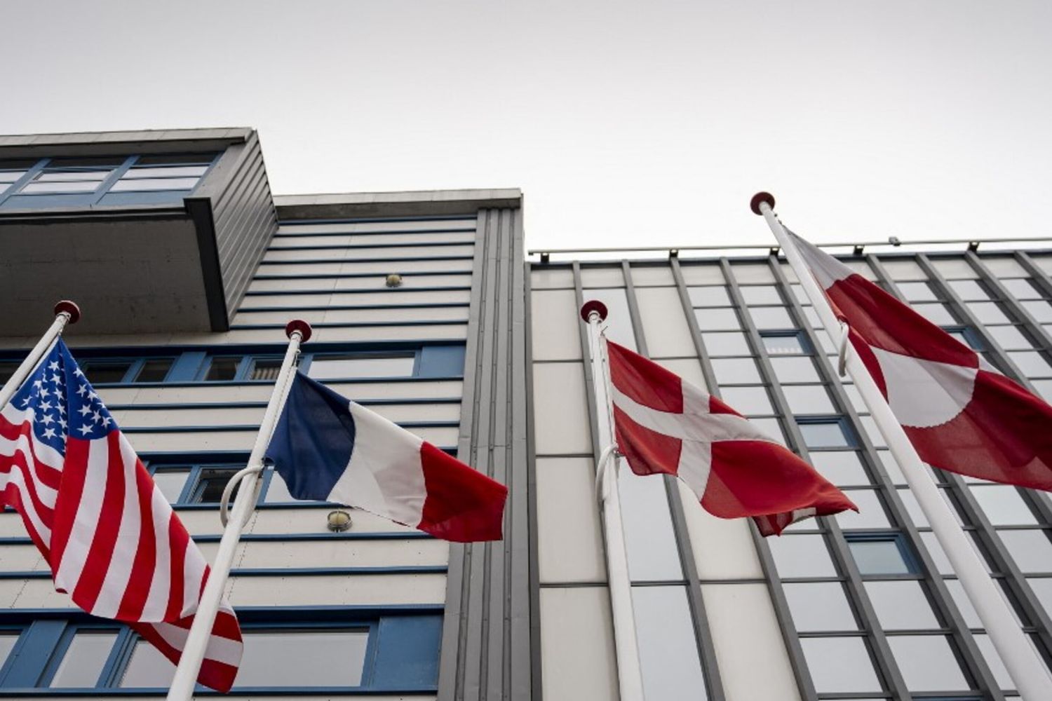 Bandiere di Usa, Francia, Danimarca e Groenlandia