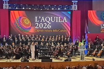 Il presidente Sergio Mattarella alla cerimonia "L'Aquila capitale della cultura"