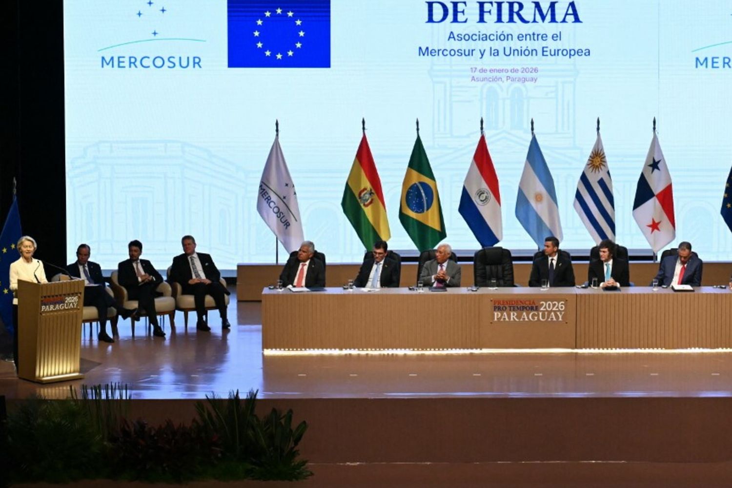 Cerimonia della firma dell'accordo commerciale tra l'Ue e il Mercosur