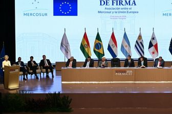 Cerimonia della firma dell'accordo commerciale tra l'Ue e il Mercosur