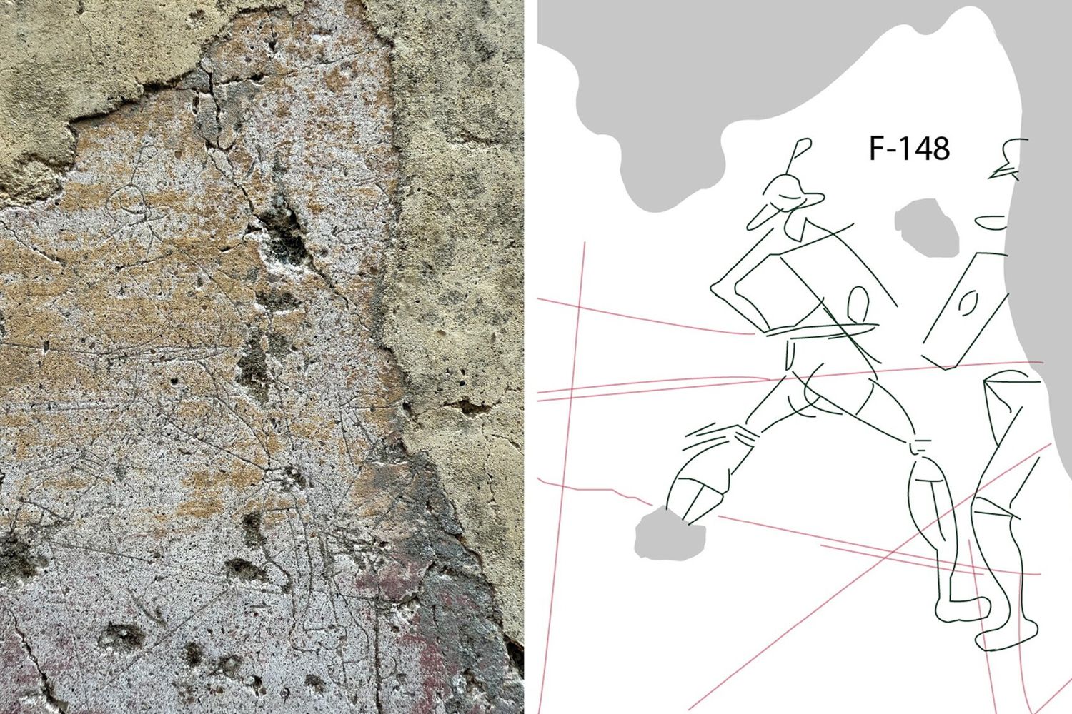 Graffito che ritrae un gladiatore scoperto a Pompei