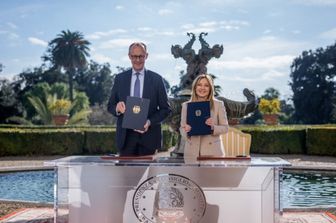 Il presidente del Consiglio Giorgia Meloni e il cancelliere Friedrich Merz