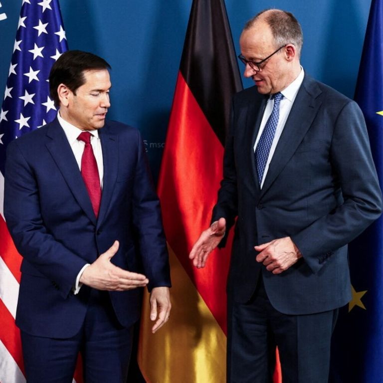 Friedrich Merz  e il segretario di Stato americano Marco Rubio