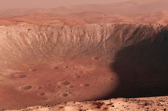 Un cratere di Marte in un'illustrazione di realt&agrave; virtuale