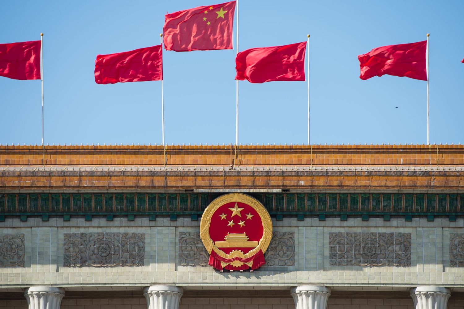 Pechino, il palazzo della Grande Sala del Popolo a piazza Tiananmen&nbsp;