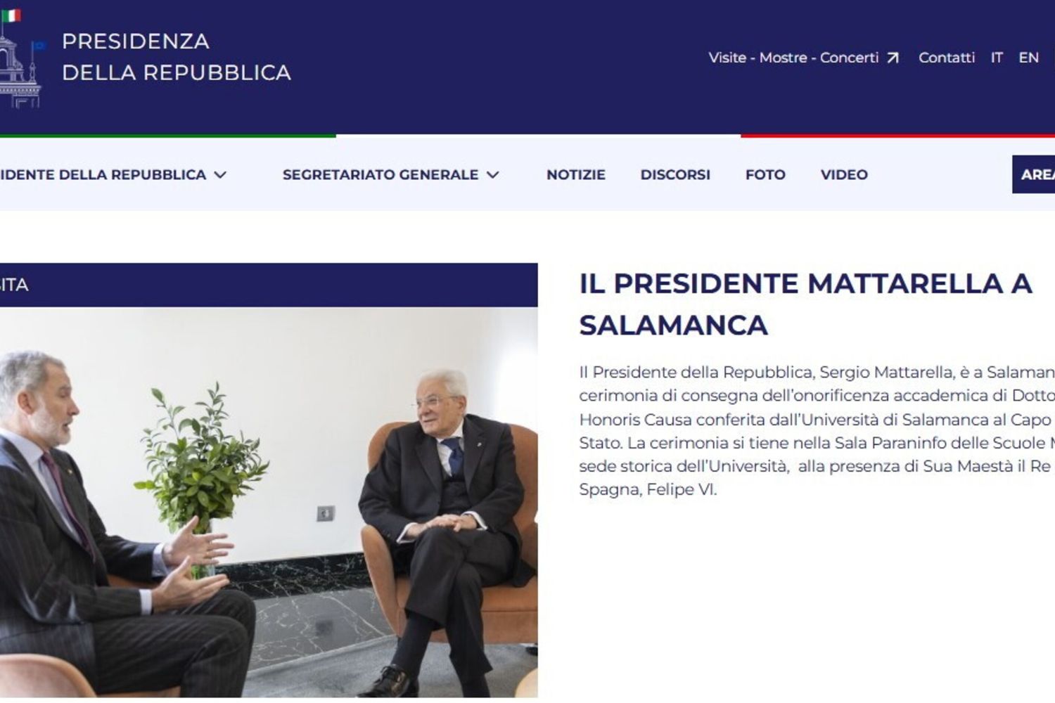 Il nuovo sito del Quirinale