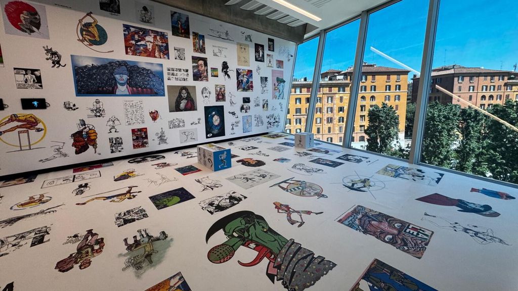 Stanza dedicata alle opere di Andrea Pazienzaalla mostra  al MAXXI di Roma