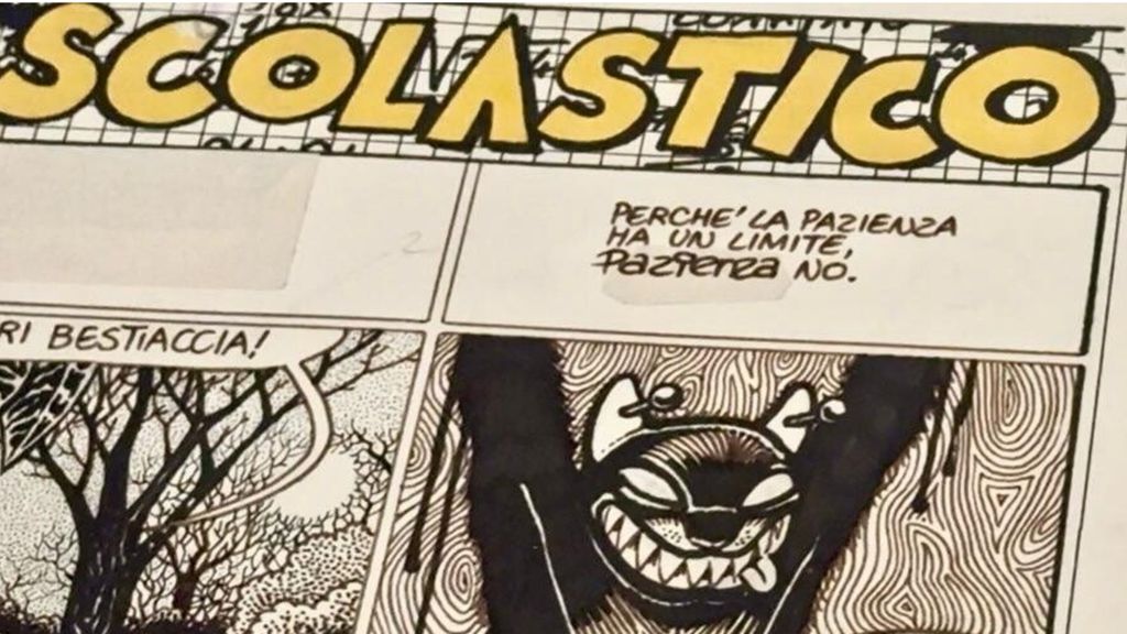 Particolare di una tavola della prima storia di Zanardi , ‘Giallo scolastico”’